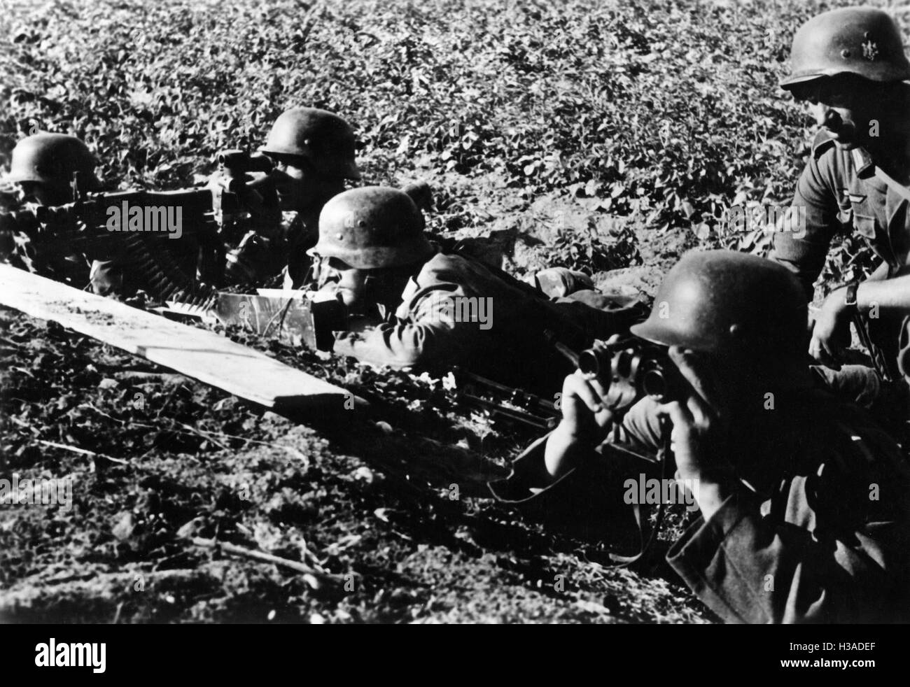 Deutsche Maschinengewehr Stellung an der Ostfront, 1941 Stockfoto