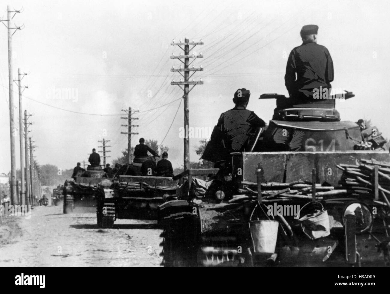 Spalte der deutschen Panzer an der Ostfront, 1941 Stockfoto