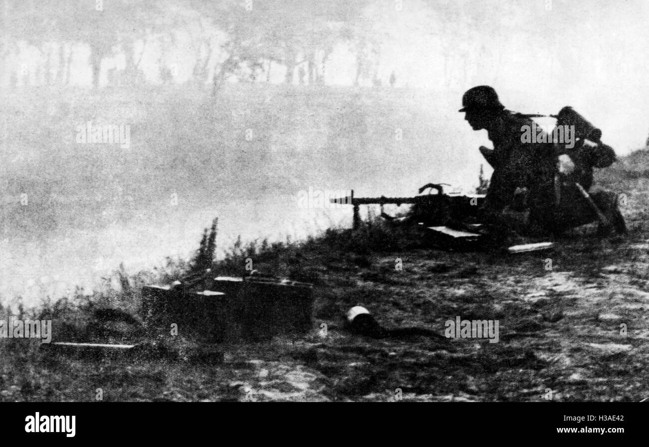 Deutsche Maschinenposition zu Beginn des Russlandfeldzug 1941 Stockfoto