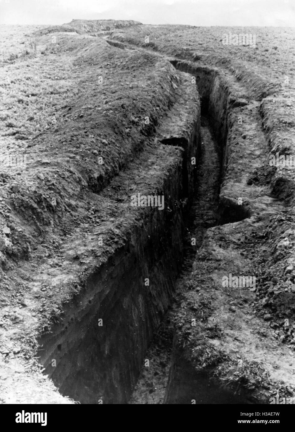 Deutschen Schützengräben an der Westfront 1944 Stockfoto