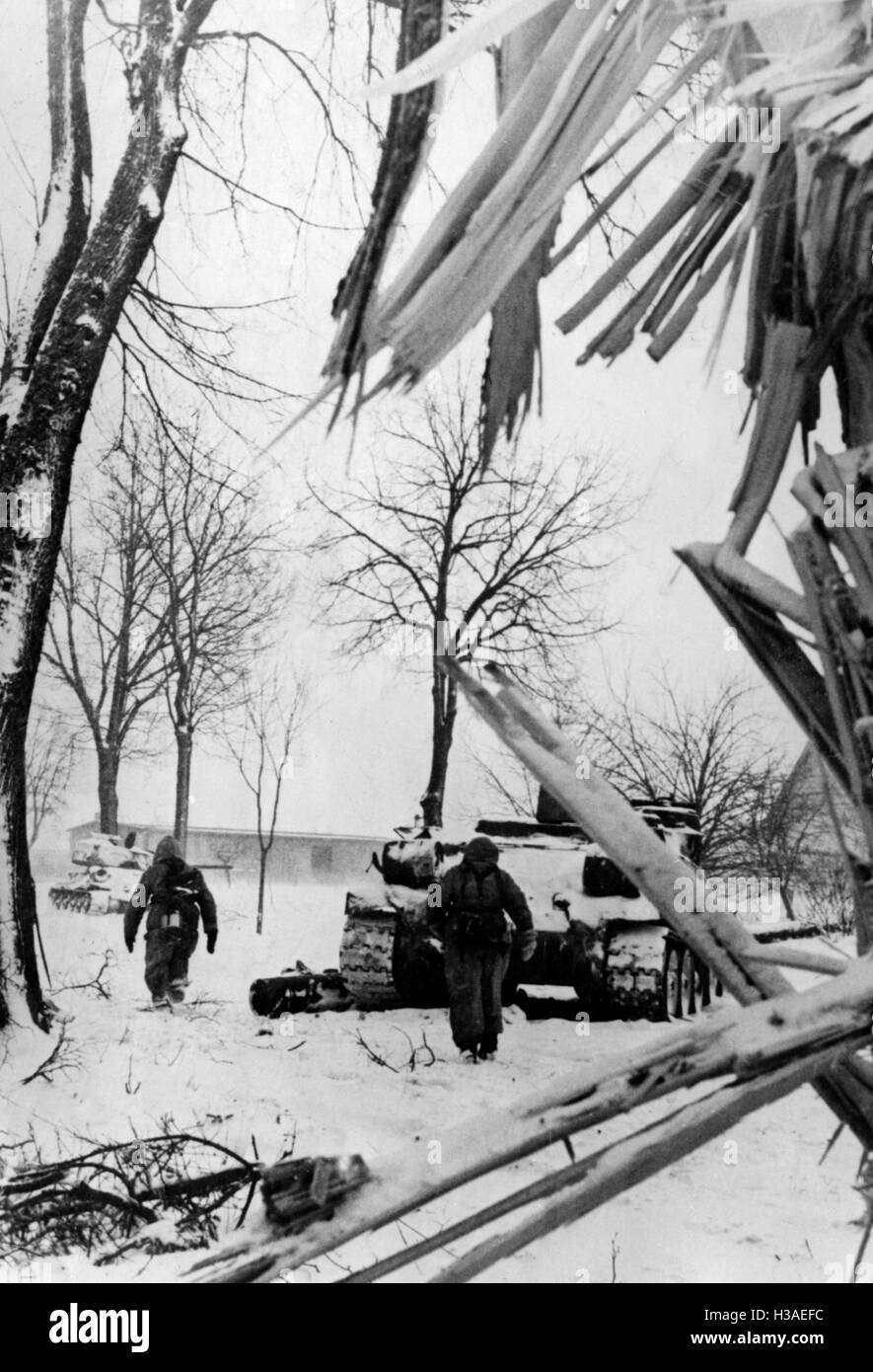 Abgeschossenen t-34 in Ostpreußen, 1945 Stockfoto