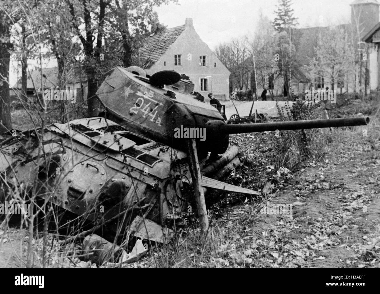 Abgeschossenen russischen t-34 in Ostpreußen, 1944 Stockfoto