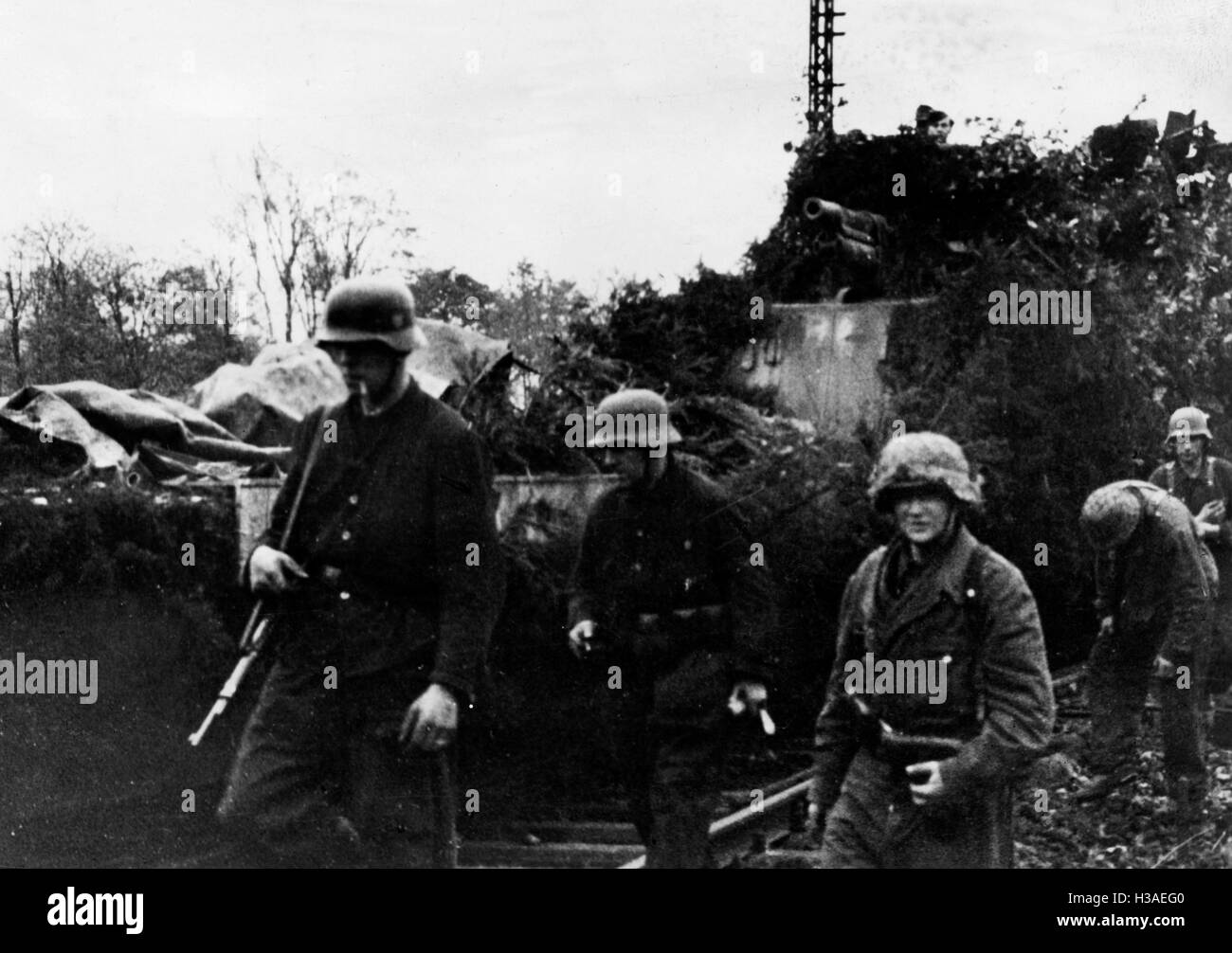 Deutschen gepanzerten Zug während der Kämpfe in Ostpreußen 1944 Stockfoto