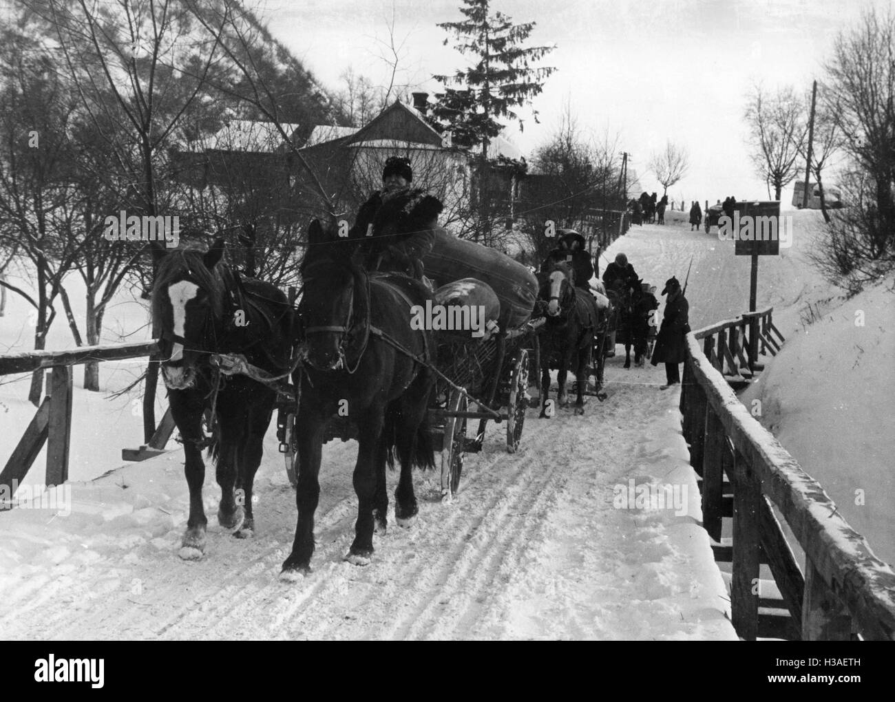 Wolhynien deutsche Umsiedler an die Grenze überqueren den Bug, 1940 Stockfoto