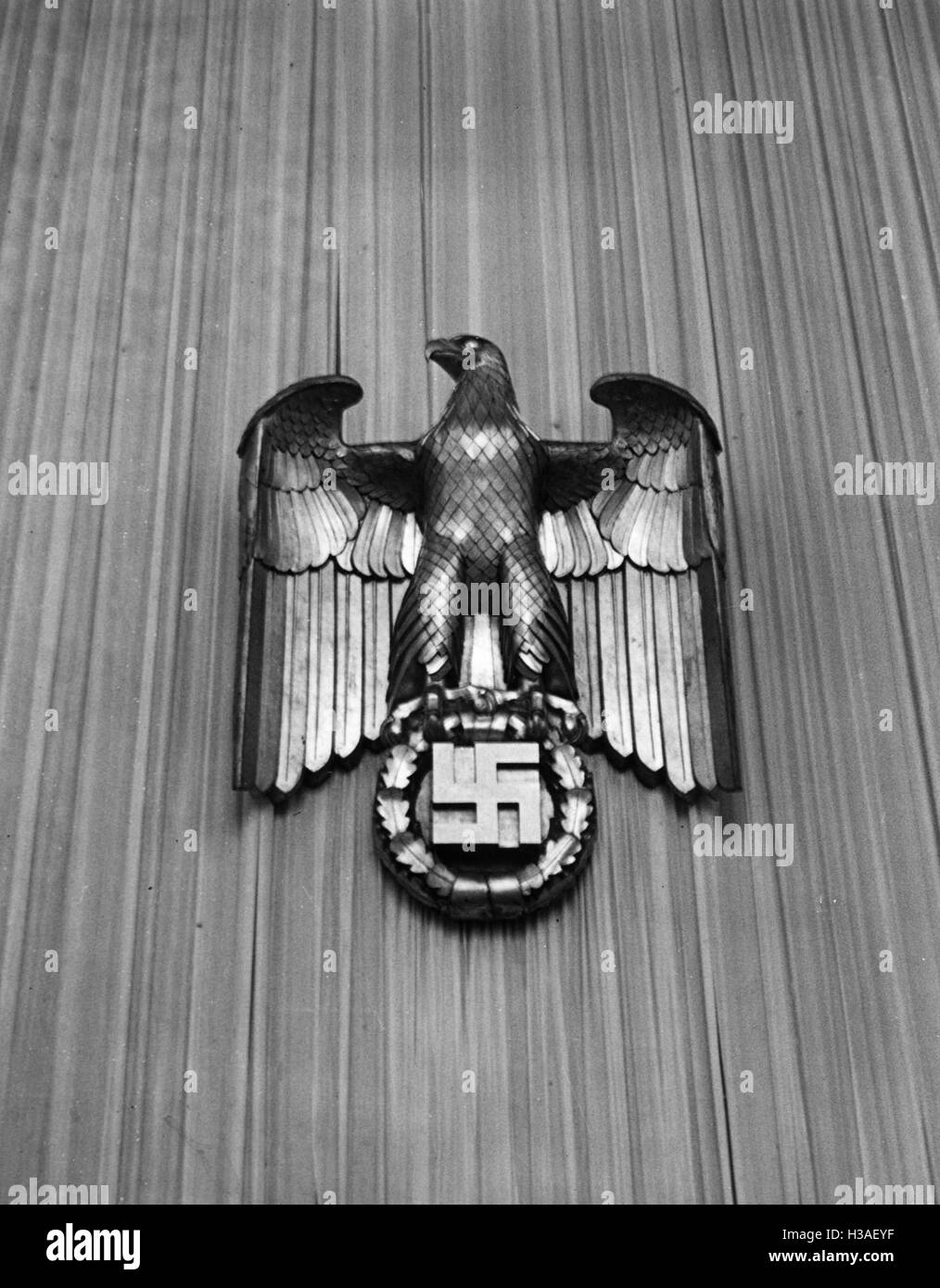 "Kaiserliche Adler in der Ausstellung"Gesundes Leben-Frohes Schaffen'' (gesundes Leben fröhlich arbeiten) in Berlin, 1938' Stockfoto