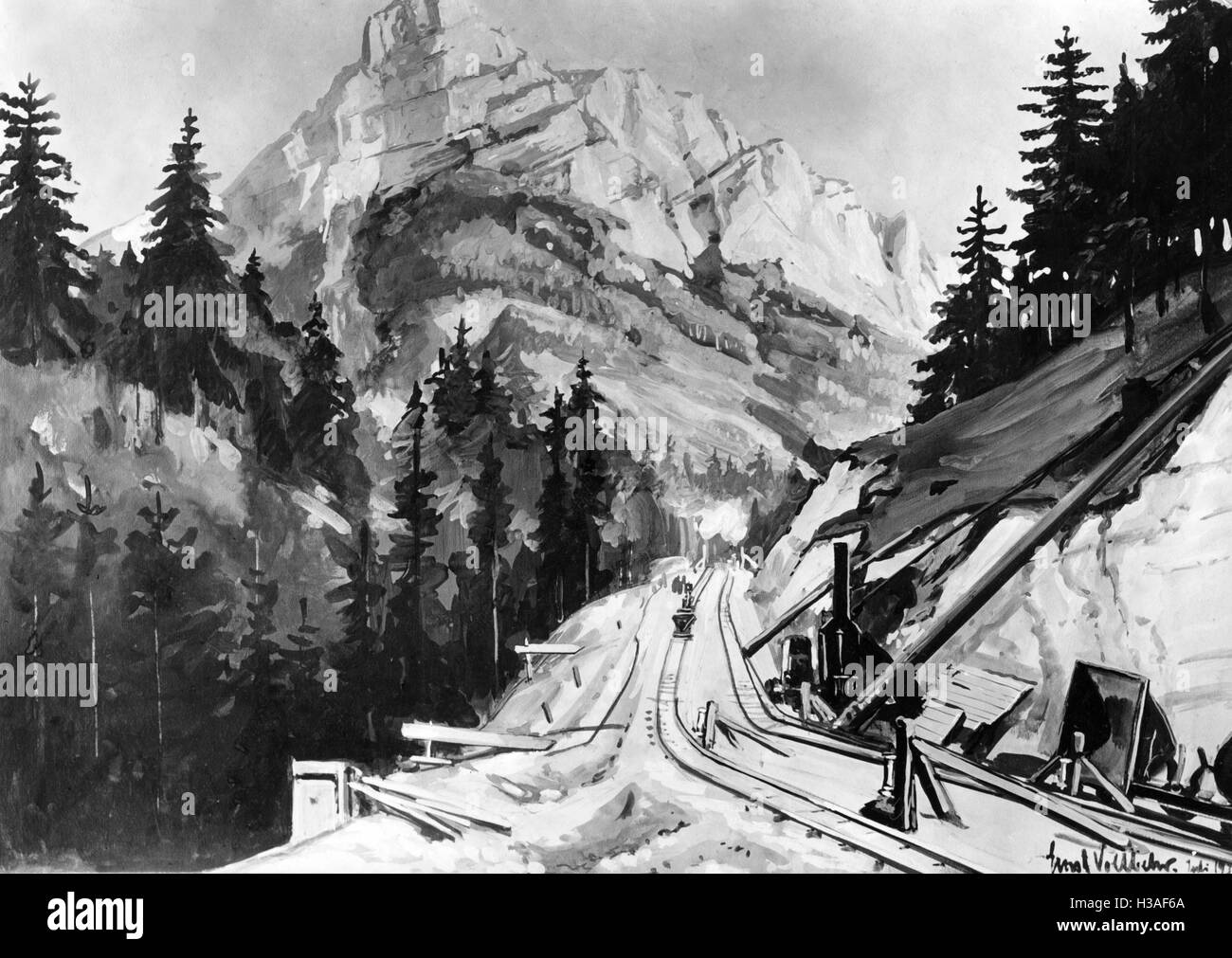 Gemälde von Ernst Vollbehr: die Deutsche Alpenstraße, 1935 Stockfoto