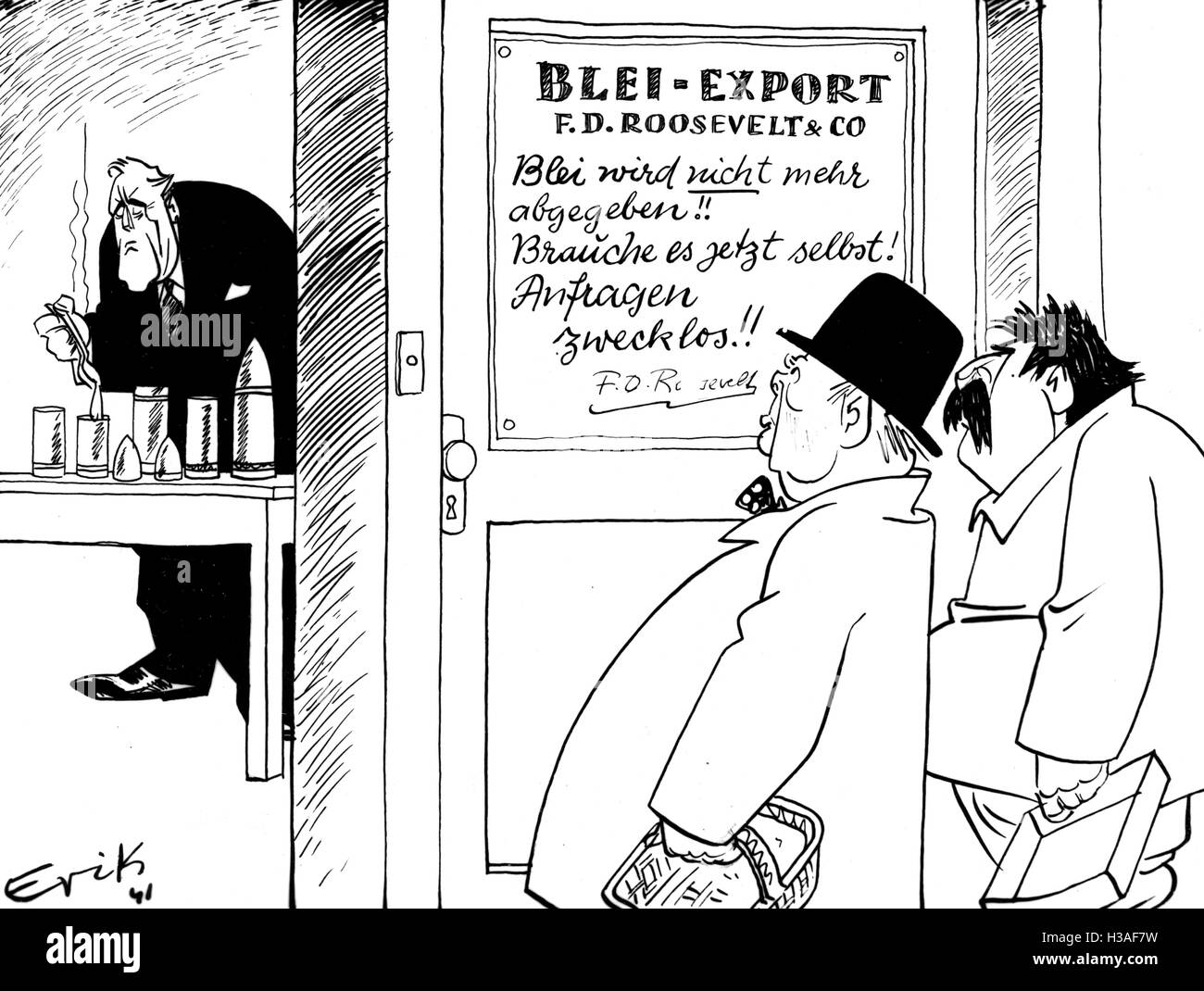 Karikatur von Erik auf Amerikas Krieg Wirtschaftspolitik, Dezember 1941 Stockfoto