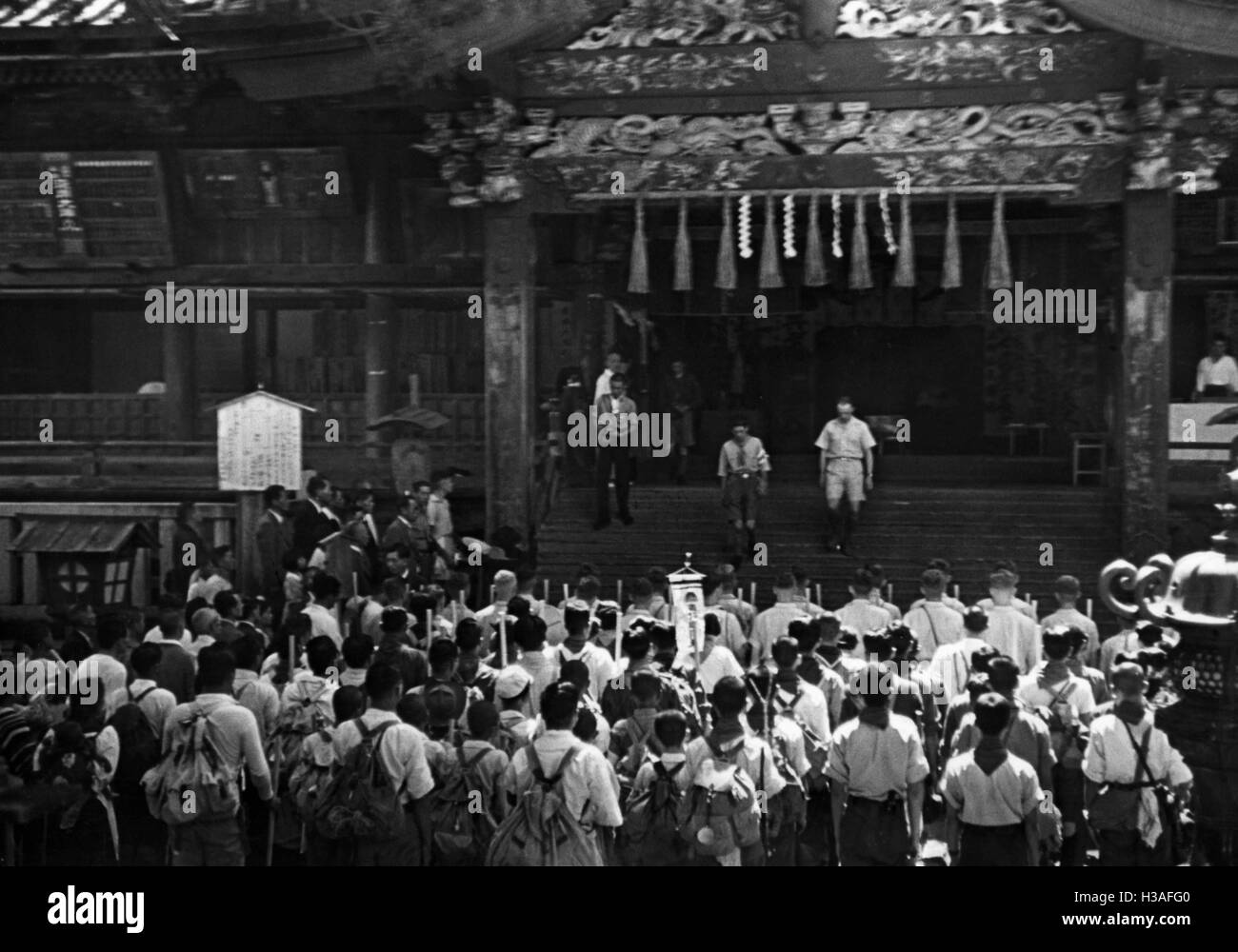 HJ-Gruppe am sich Schrein in Fuji, 1938 Stockfoto