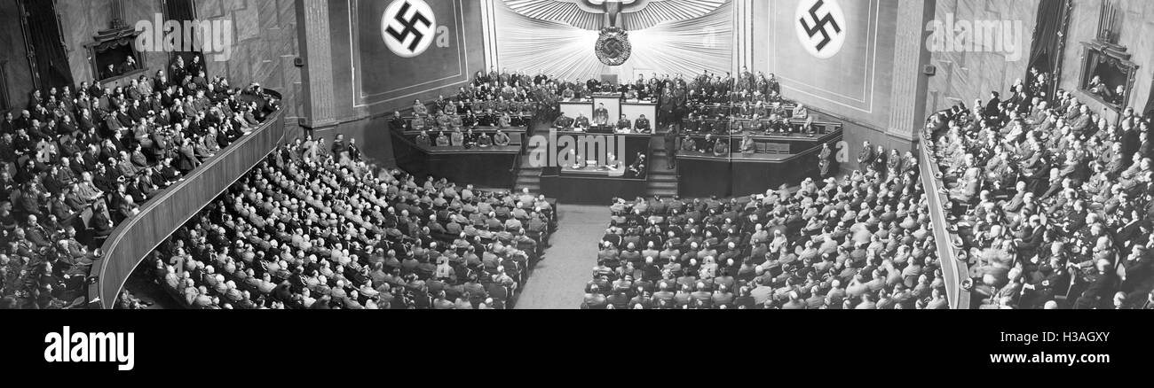 Rede von Hitler vor dem Reichstag in der Kroll-Oper in Berlin, 1939 Stockfoto