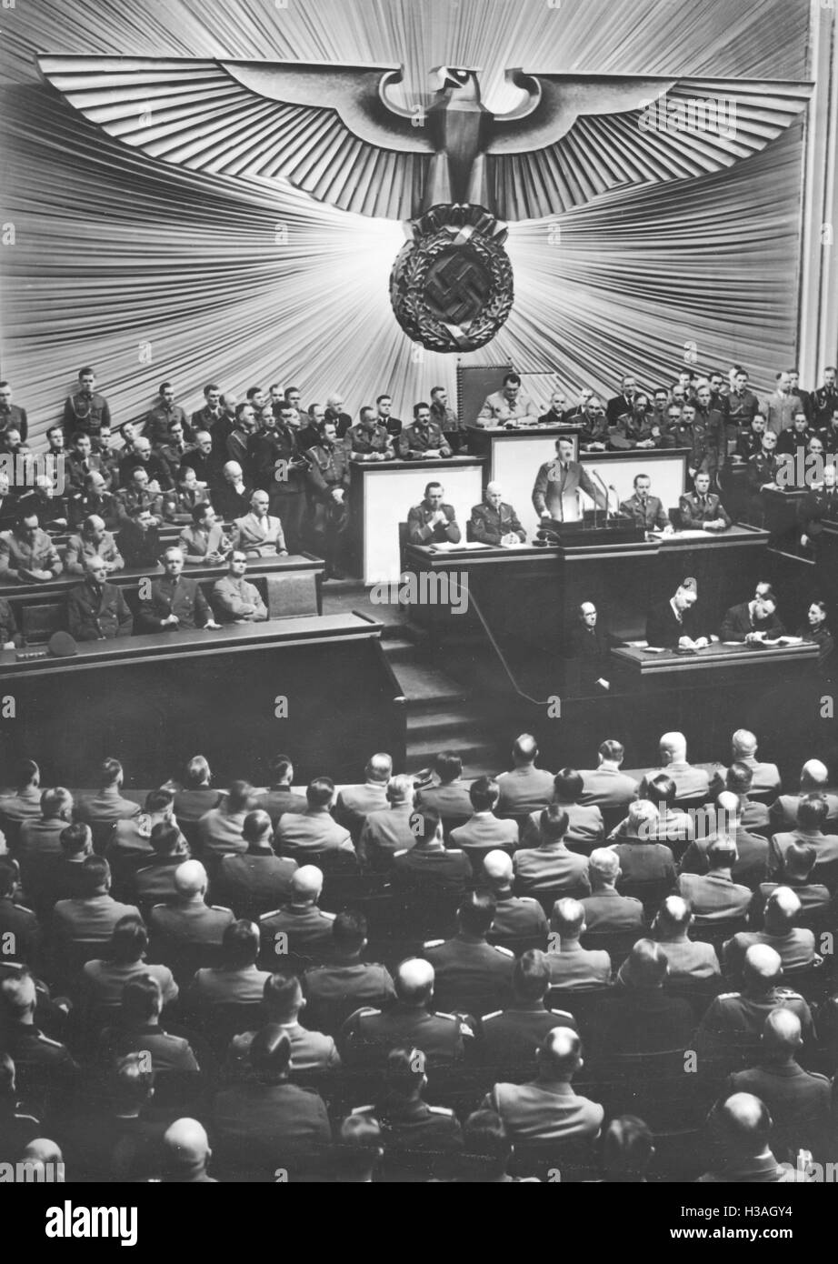 Rede von Hitler vor dem Reichstag in der Kroll-Oper in Berlin, 1941 Stockfoto