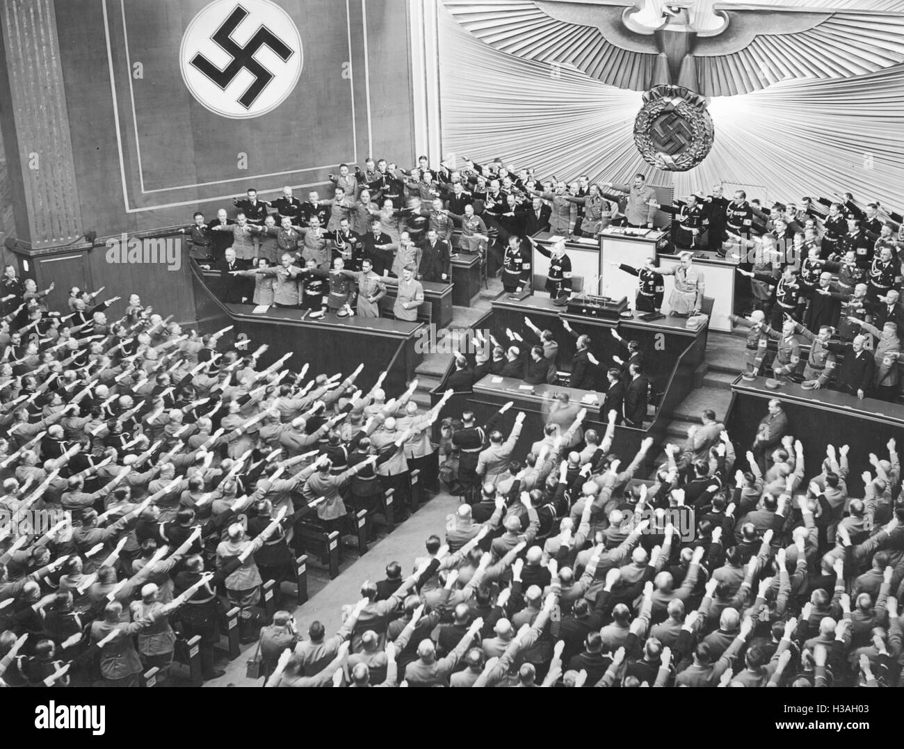 Hitlers Rede vor dem Reichstag in der Krolloper in Berlin, 1939 Stockfoto