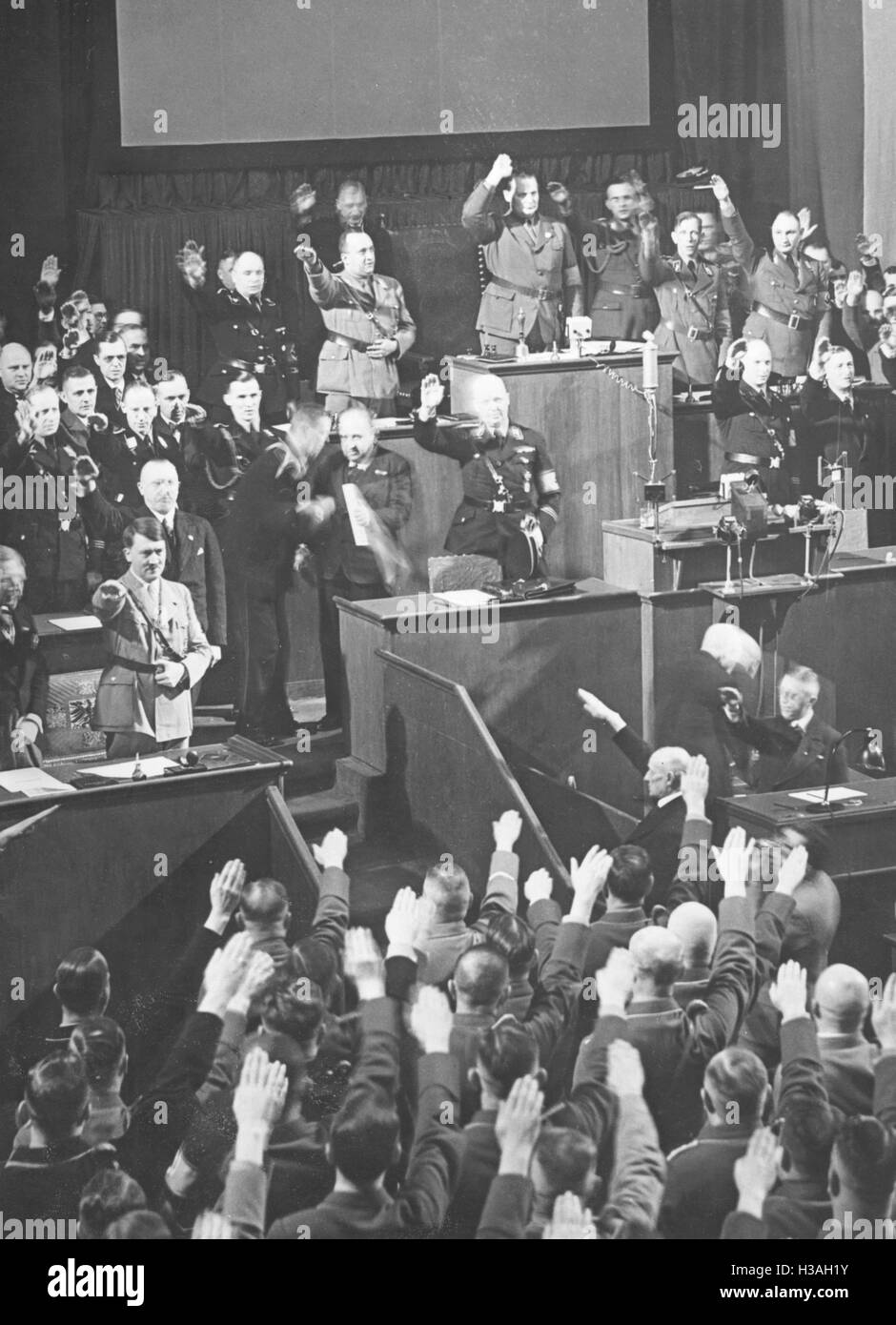 Sitzung des Reichstags am Jahrestag der Machtübernahme in der Krolloper in Berlin, 1934 Stockfoto