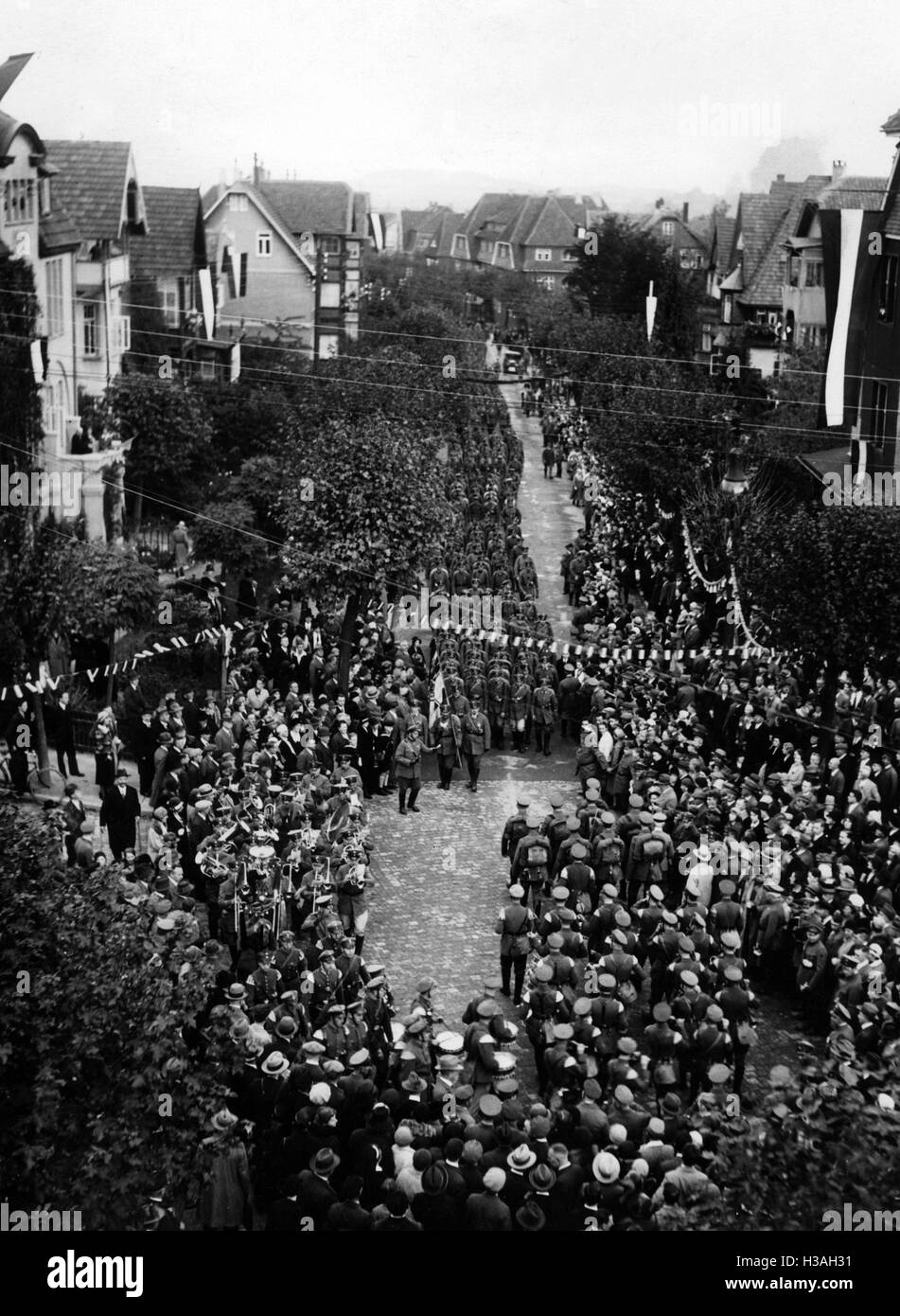 Stahlhelm-Mitglieder März in Bad Harzburg, 1931 Stockfoto