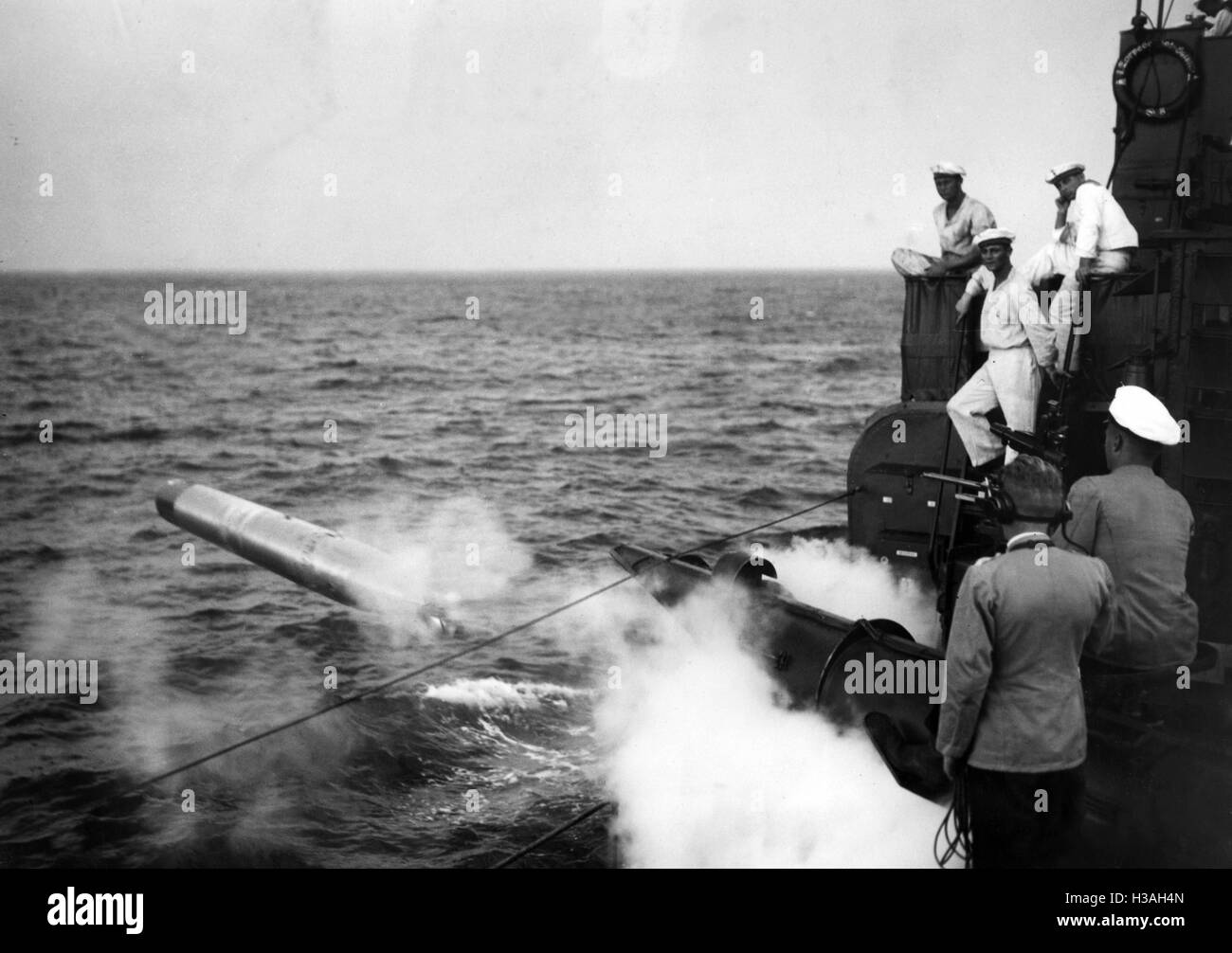 Kampftraining an Bord eines Schiffes der Kriegsmarine, 1935 Stockfoto