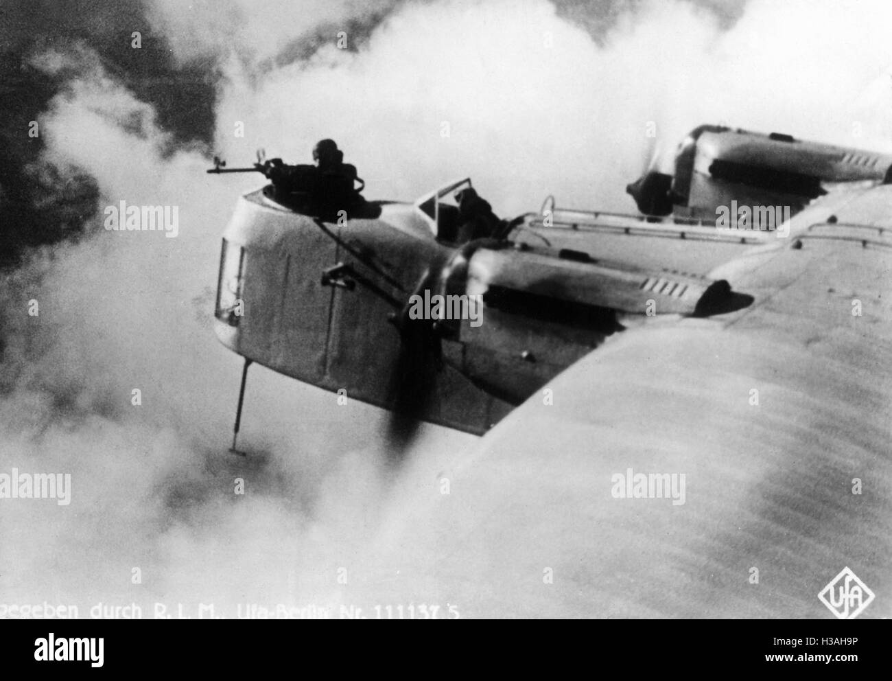 Kampfflugzeug im Luftkampf, 1937 Stockfoto