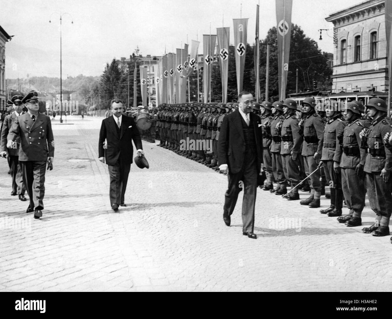 Besuch des belgischen Ministerpräsidenten und Minister für auswärtige Angelegenheiten in Salzburg, 1940 Stockfoto