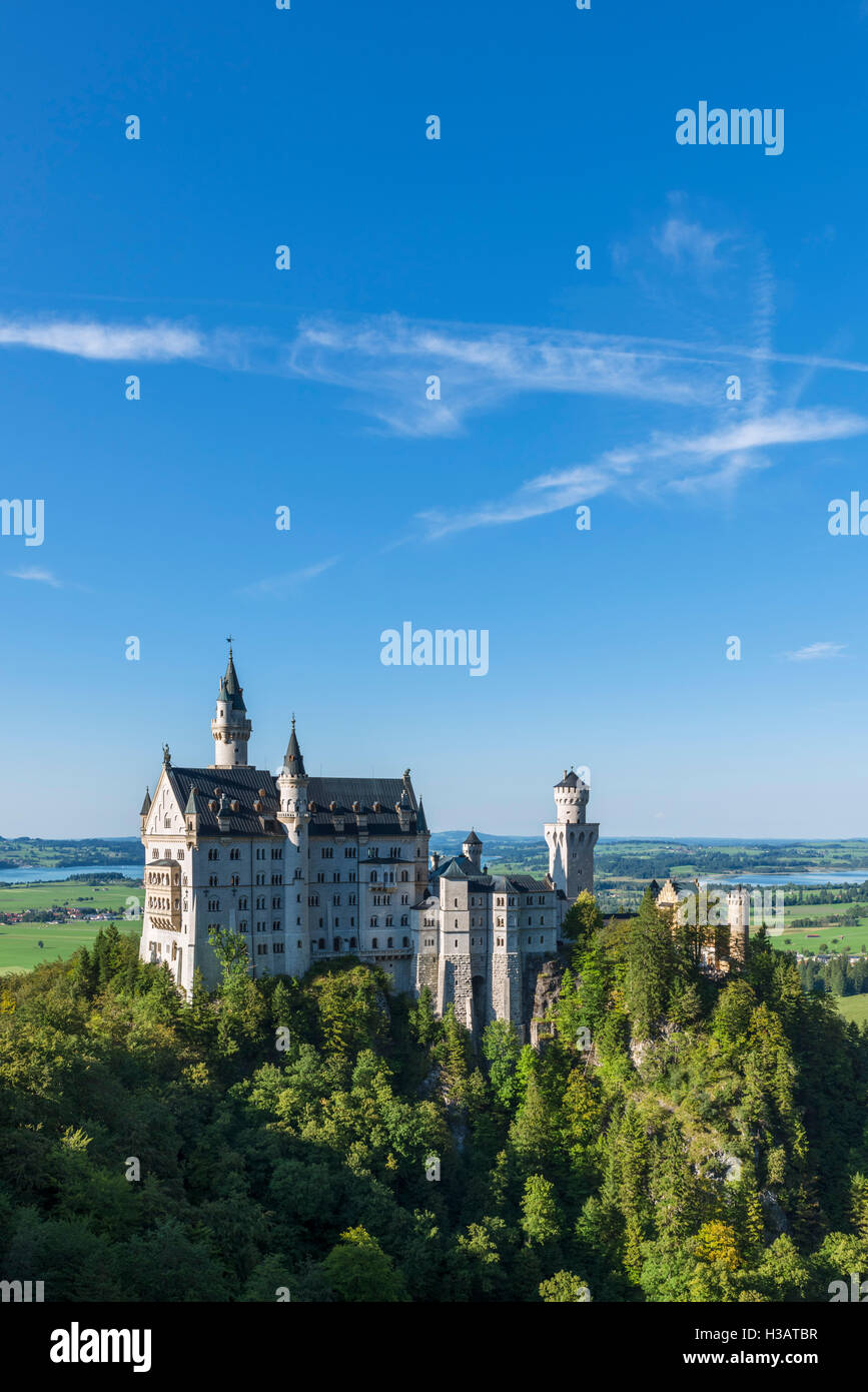 Schloss Neuschwanstein (Schloss Neuschwanstein), die märchenhaften Palast, erbaut von König Ludwig II. von Bayern, Hohenschwangau, Deutschland Stockfoto
