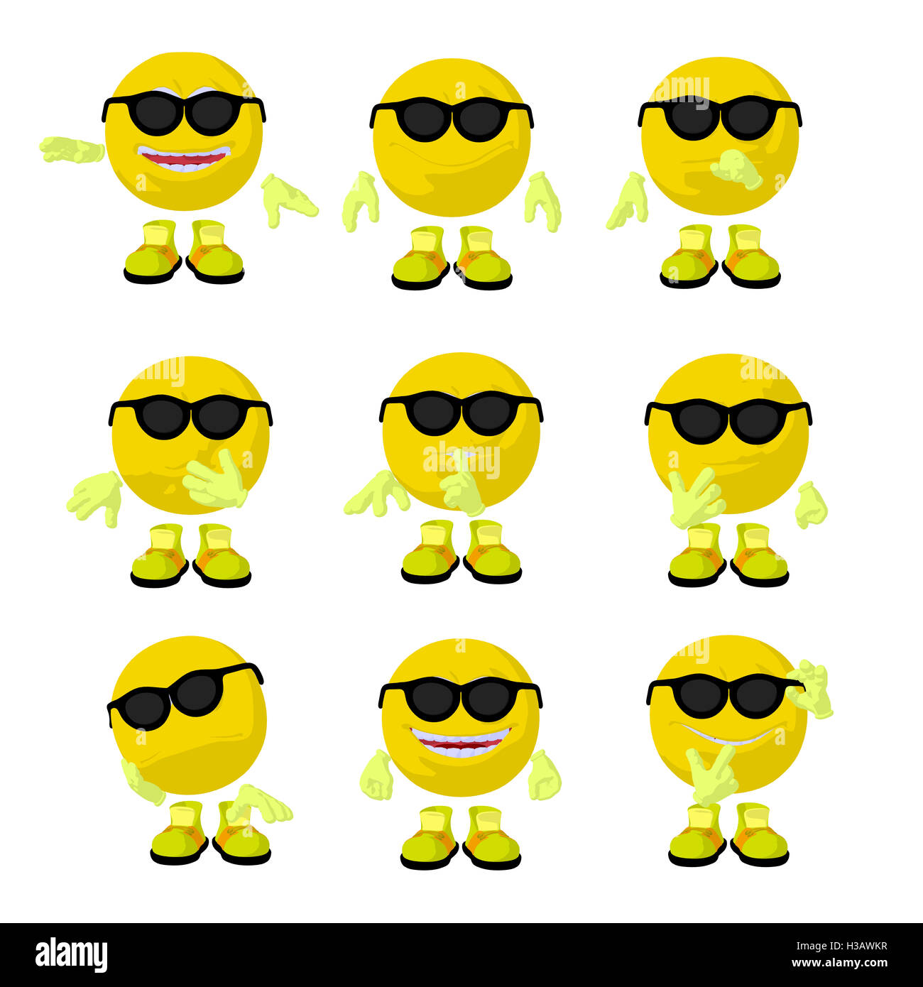 Niedlichen gelben Emoticon Kunst Illustration Stockfoto