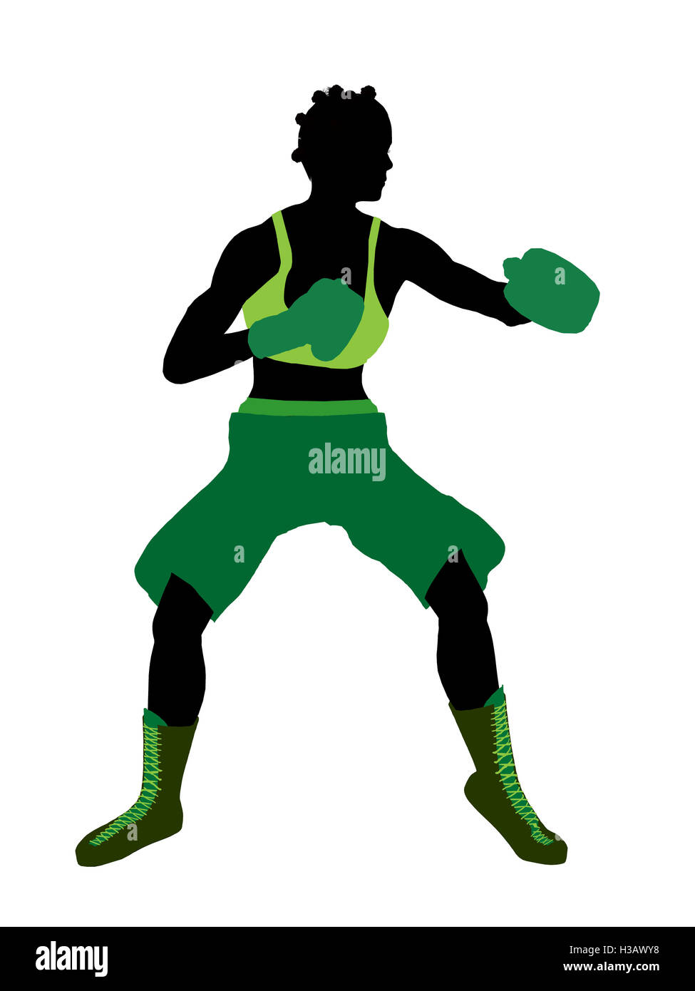 African American Boxerin Illustration Silhouette Stockfoto