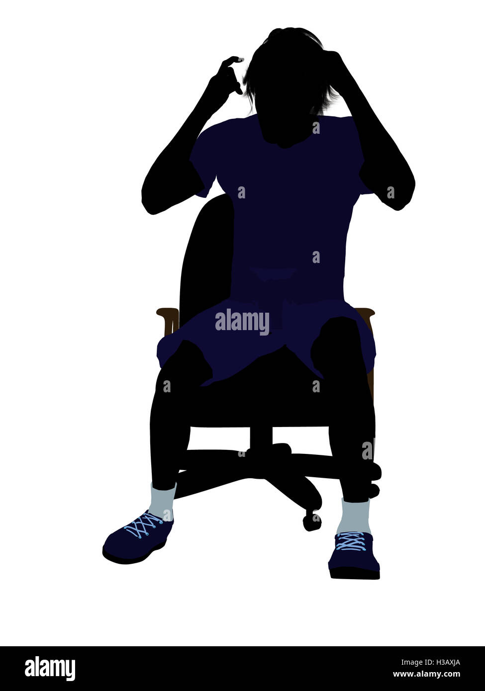 Tennisspieler, die sitzen In einem Stuhl Illustration Silhouette Stockfoto