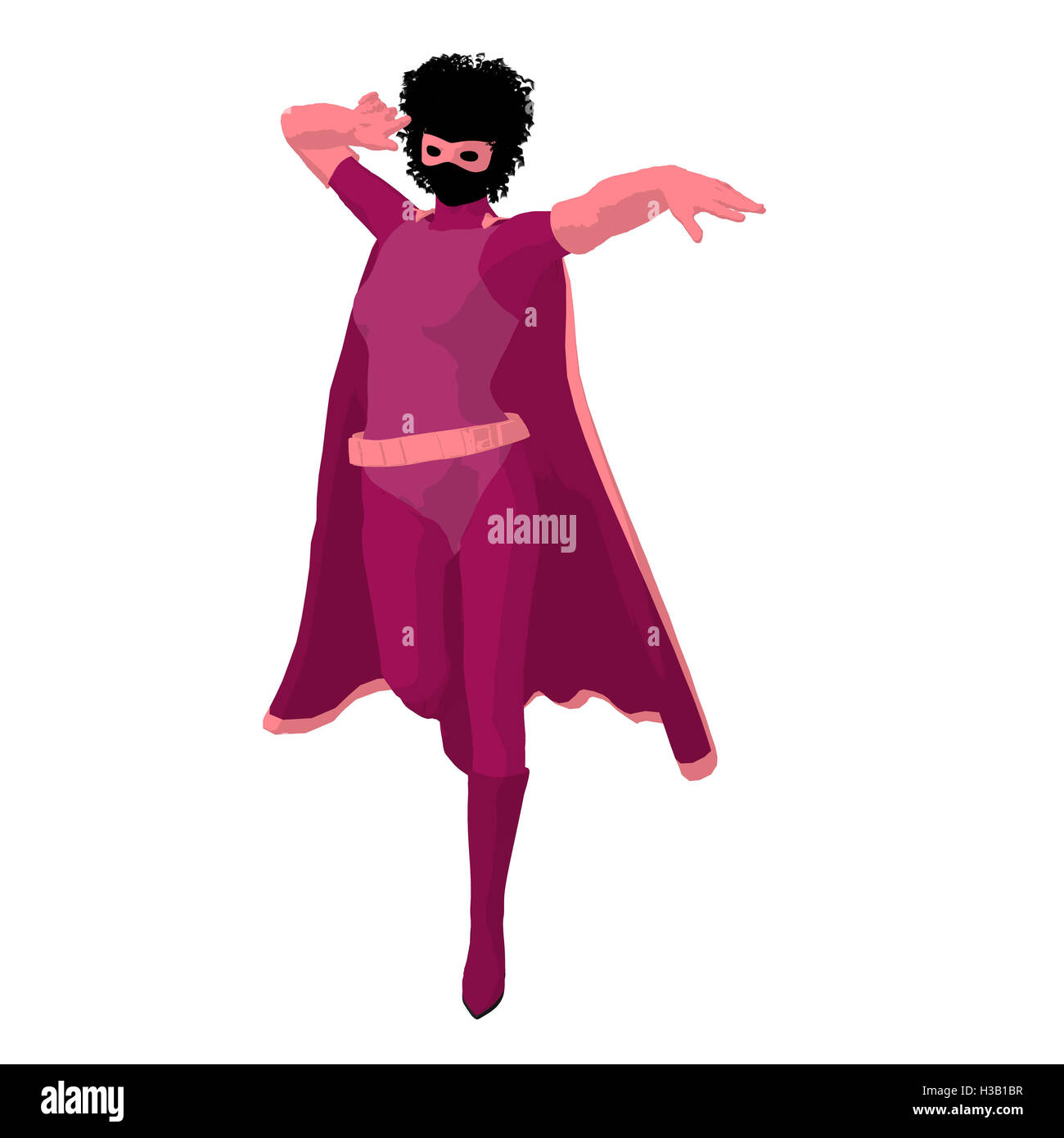 Afrikanische amerikanische Super-Heldin Illustration Silhouette Stockfoto