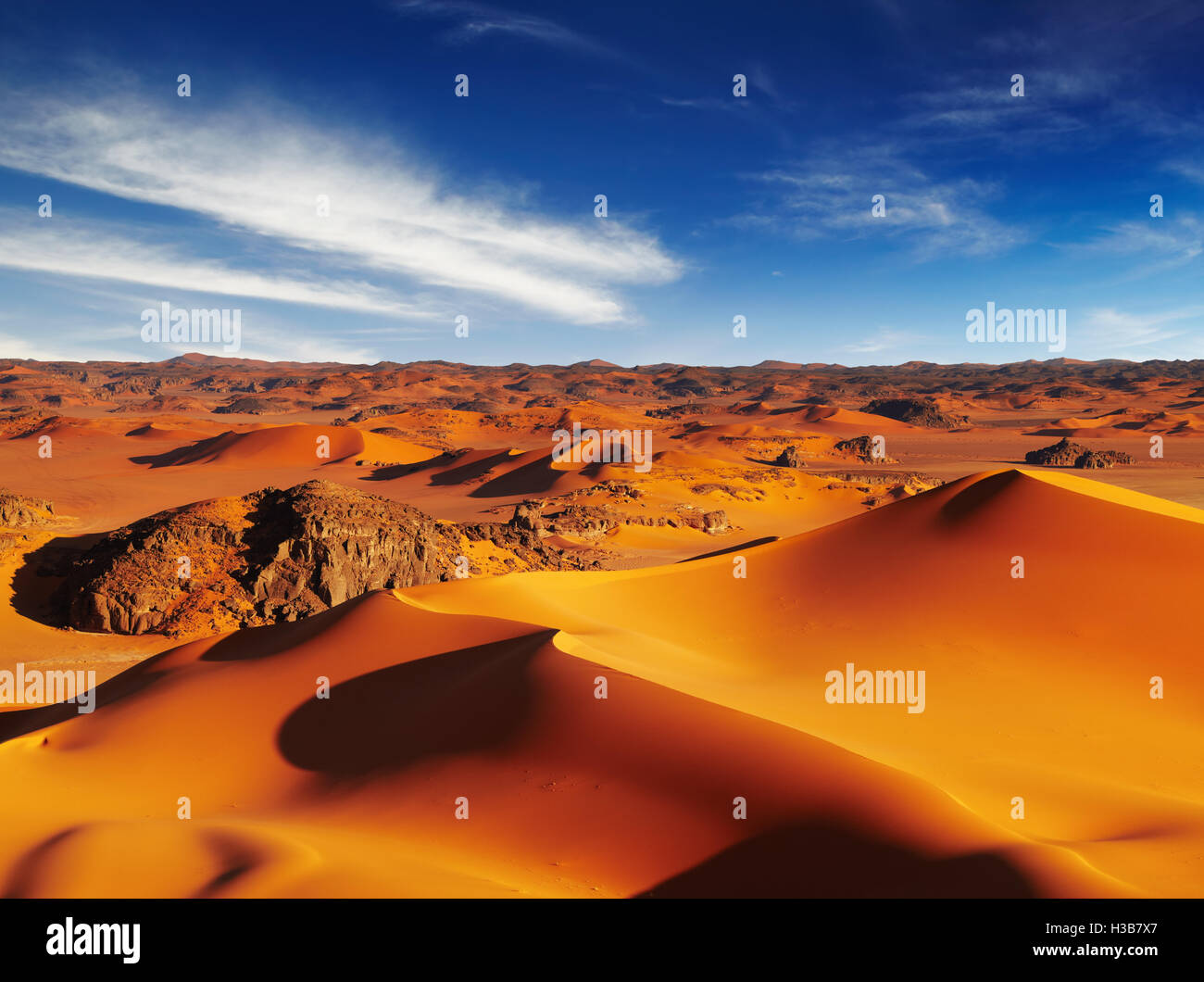 Sanddünen der Sahara Wüste, Tadrart, Algerien Stockfoto