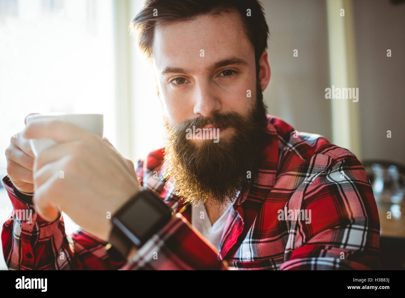 Porträt von Vertrauen Kunden im café Stockfoto