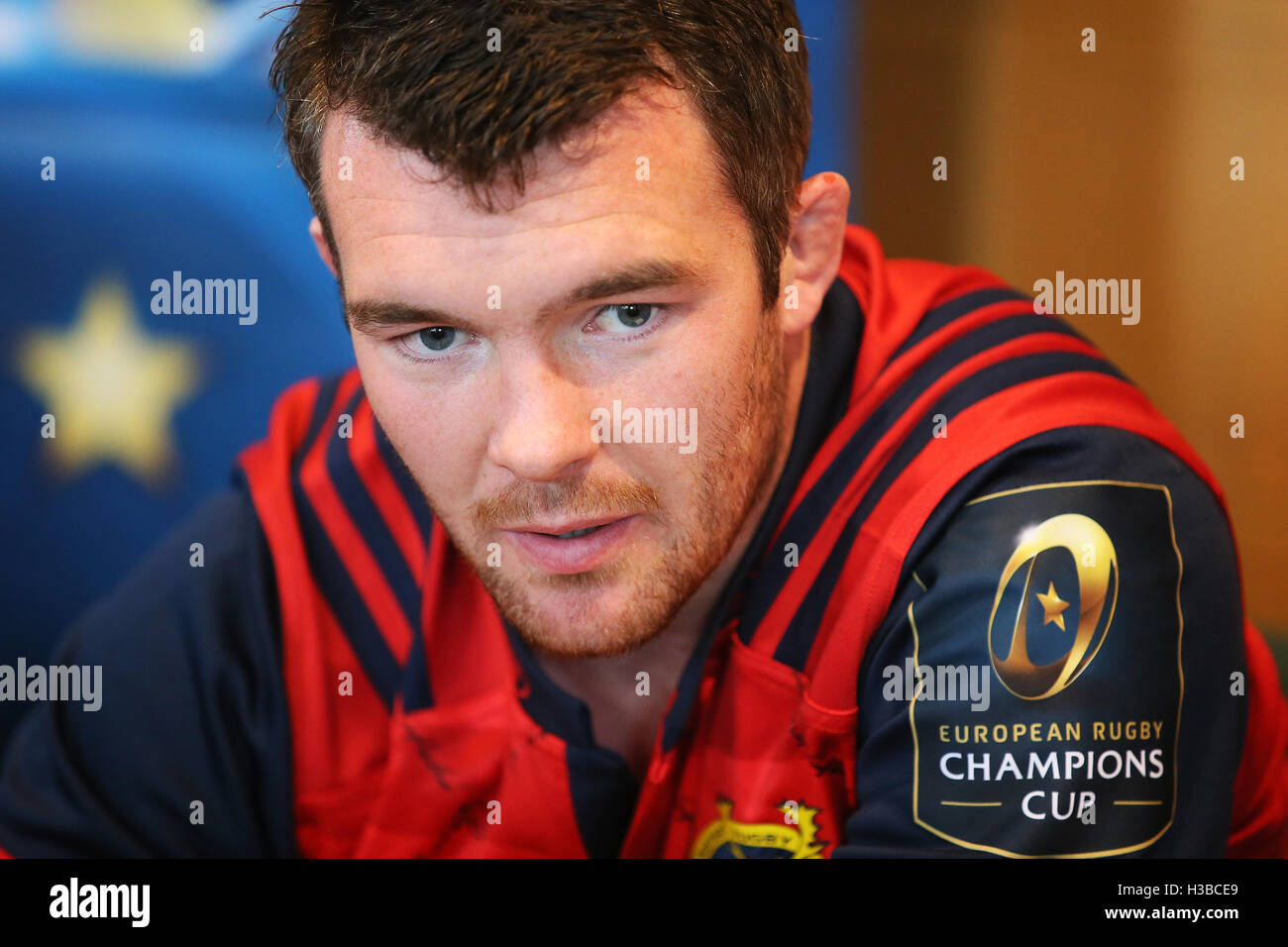 Münsters Peter O'Mahony während der European Rugby Champions Cup/Challenge Cup-Turniere starten Pro 12 Clubs in Dublin Convention Centre, Irland. Stockfoto