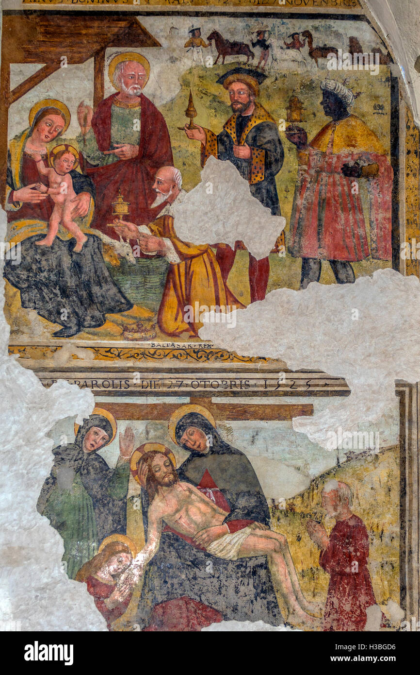 Italien Emilia Romagna Roncole Verdi Kirche von S. Michele Arcangelo - wo er ist getauft Giuseppe Verdi - Fresken XVI Jahrhundert Stockfoto