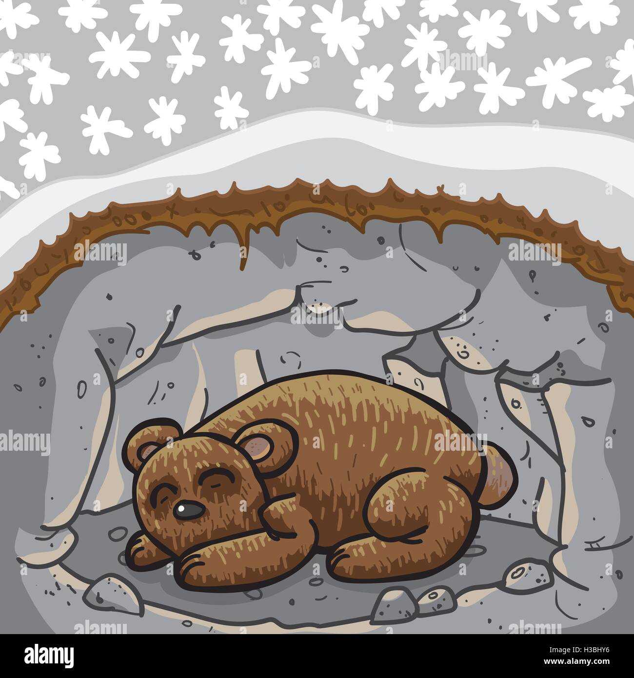 Niedliche Bären in Höhle schlafen / Höhle. Außerhalb die Saison ist der Winter. Hohe Qualität-Vektor-Illustration. Stock Vektor