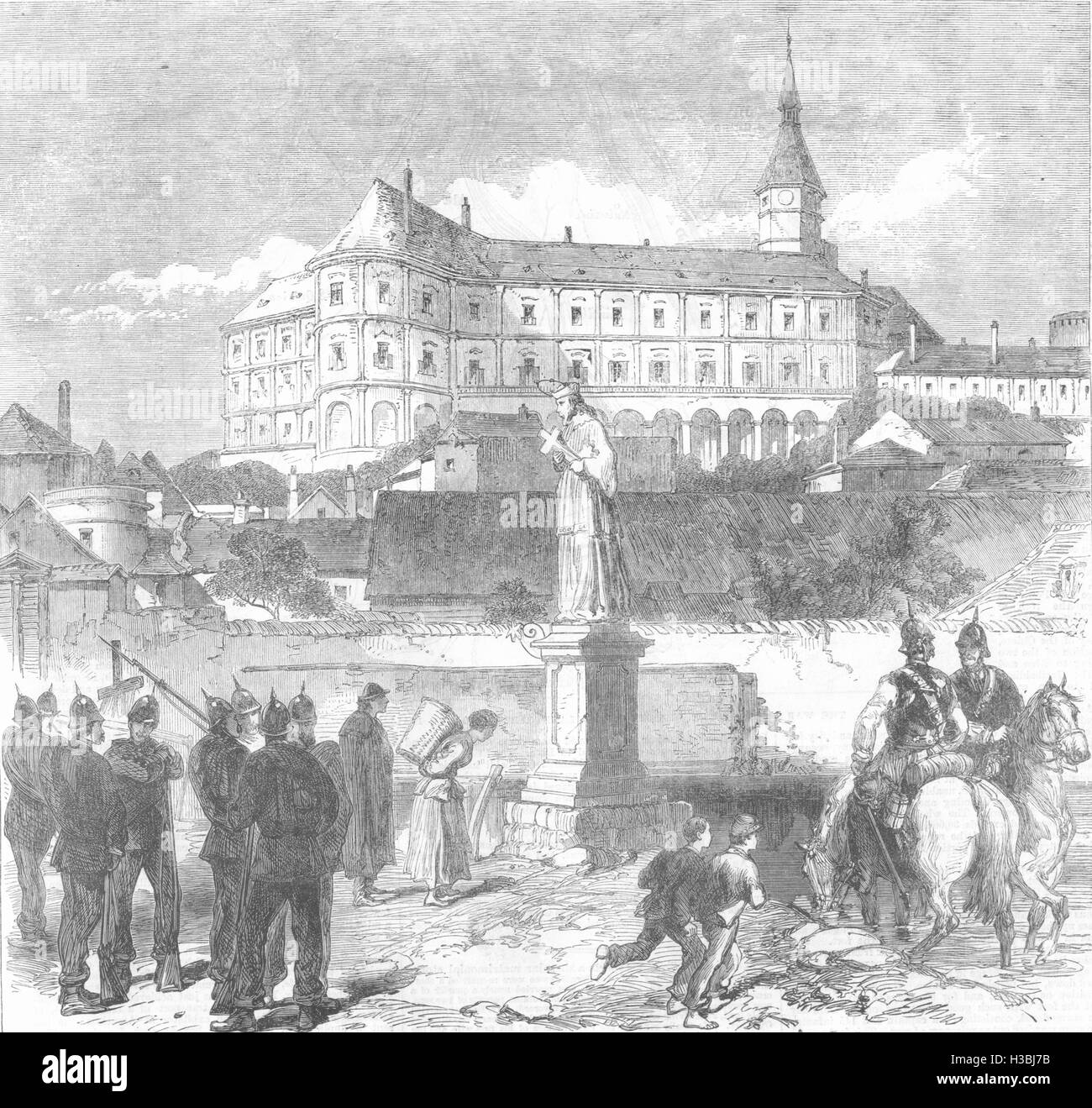 Schlösser Schloss Nikolsburg, Mähren, HQ preußische Armee 1866. Der illustrierte London News Stockfoto