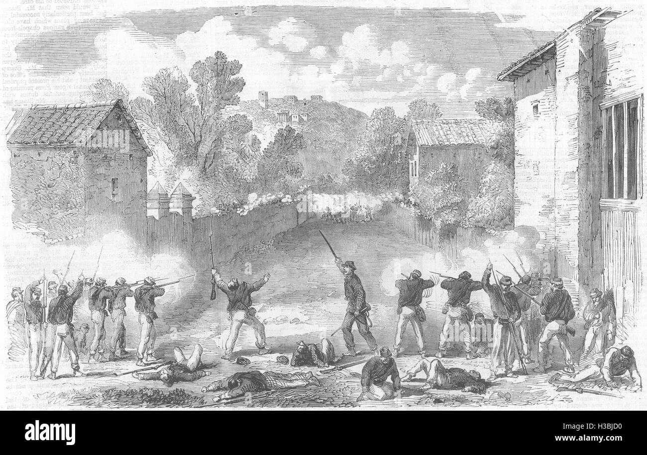 Sizilien Revolution sizilianischen Plänkler angreifen Neapolitaner bei Melazzo 1860. Der illustrierte London News Stockfoto