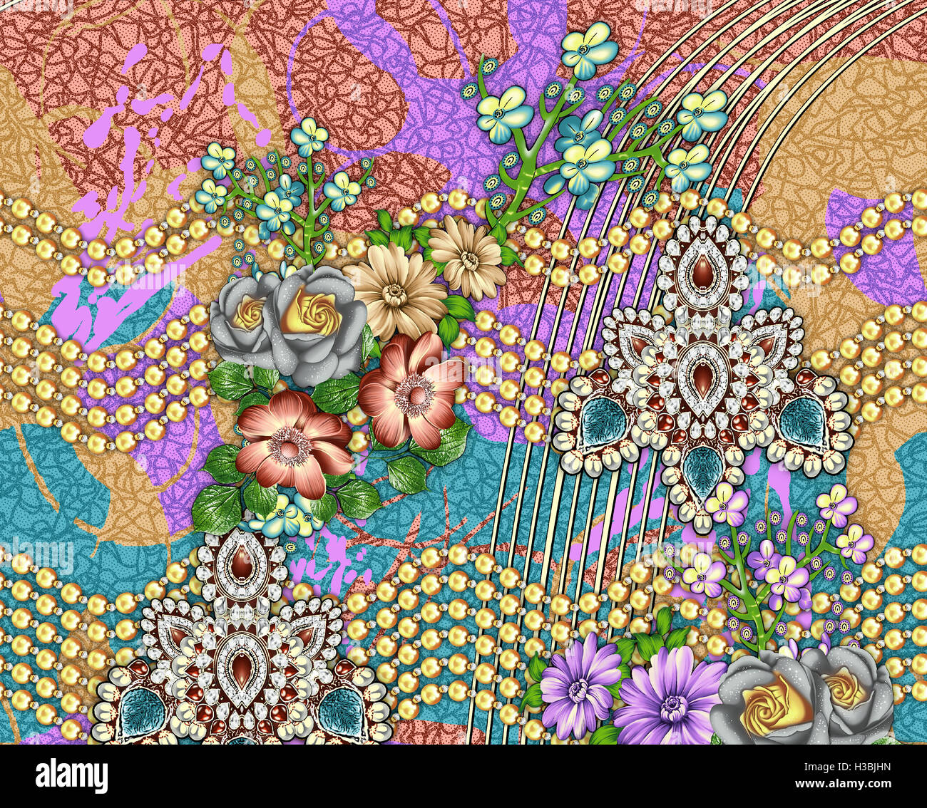 Neuesten farbigen Hintergrund Printdesign mit Blume Stockfoto
