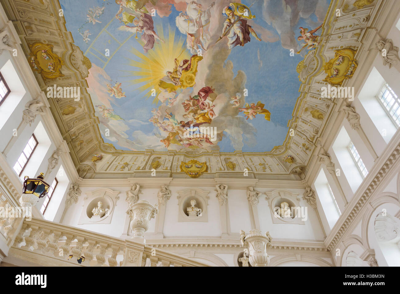 Fresko von Paul Troger (1739) - Kaiserliche Treppenhaus, Gottweig Abtei. Stockfoto