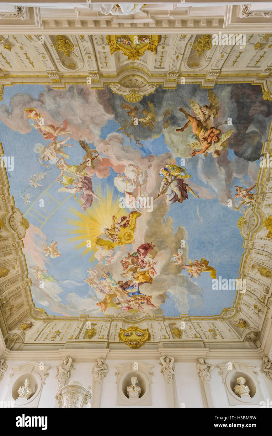 Fresko von Paul Troger (1739) - Kaiserliche Treppenhaus, Gottweig Abtei. Stockfoto