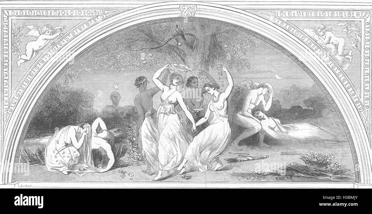 Darstellende Kunst, bildende Kunst die Royal Academy of Arts Ausstellung Szene von Comus 1844. Der illustrierte London News Stockfoto