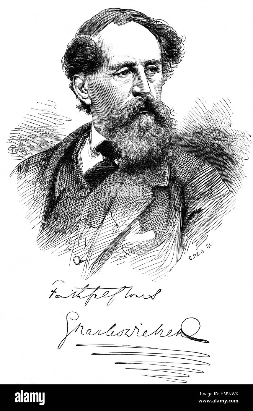 Charles John Huffam Dickens (1812 – 1870) war ein englischer Schriftsteller und Gesellschaftskritiker. Er schuf einige der weltweit bekanntesten Romanfiguren und gilt als der größte Schriftsteller des viktorianischen Zeitalters. Dickens erlitt einen Schlaganfall bei ihm zu Hause nach einem vollen Arbeitstag auf Edwin Drood. Er nie wiedergewonnen, Bewusstsein, und am nächsten Tag, 8 Juni starb er im Gad es Hill Place. Stockfoto