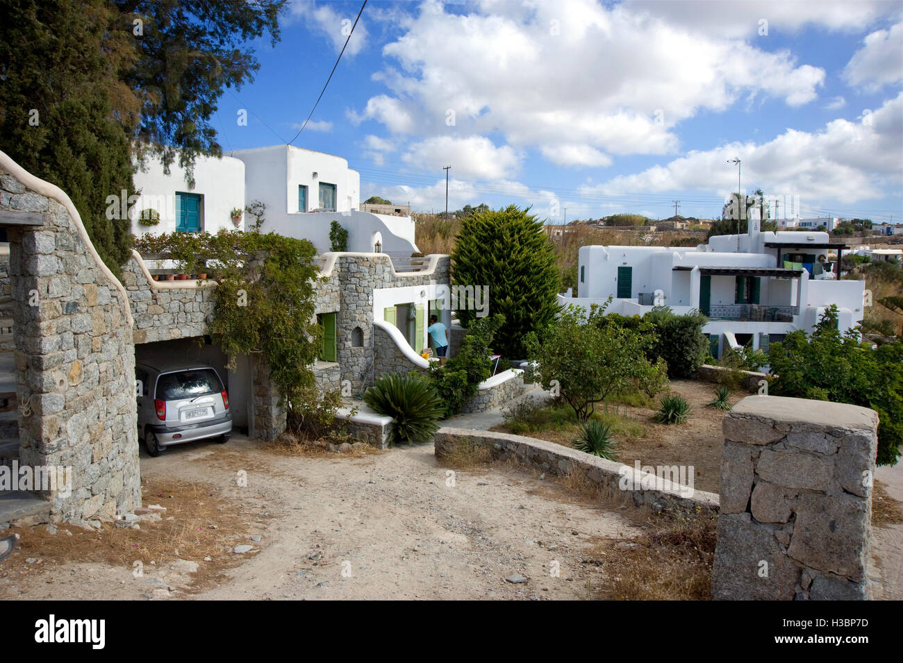 Mann nach Hause auf der Insel Mykonos in Griechenland Stockfoto