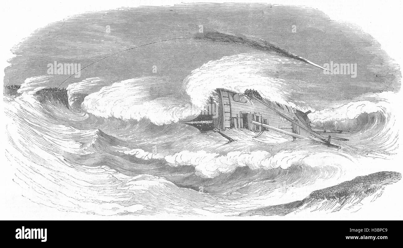 DURHAM Wrack Mery grau Longsear Felsen, Seaton Carew, feuern die Carte Rakete 1851. Der illustrierte London News Stockfoto
