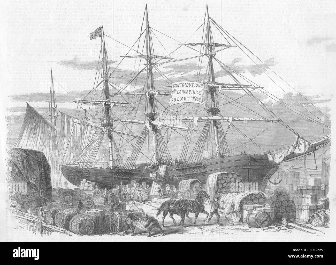 NEW YORK Schiff George Griswold laden schmackhaft Distressed Lancs Arbeiter 1863. Der illustrierte London News Stockfoto