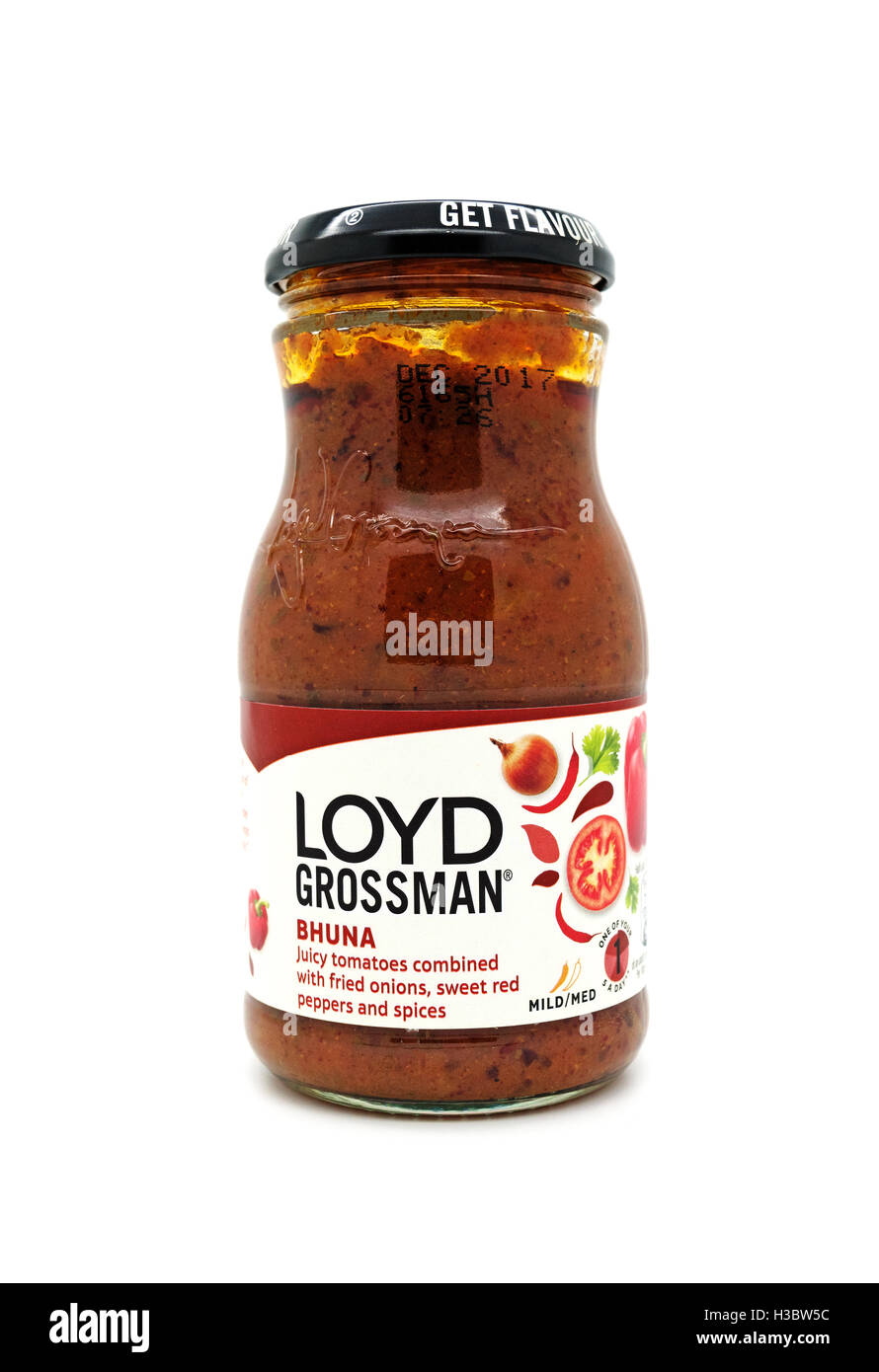 ein Glas von Loyd Grossman curry-sauce Stockfoto