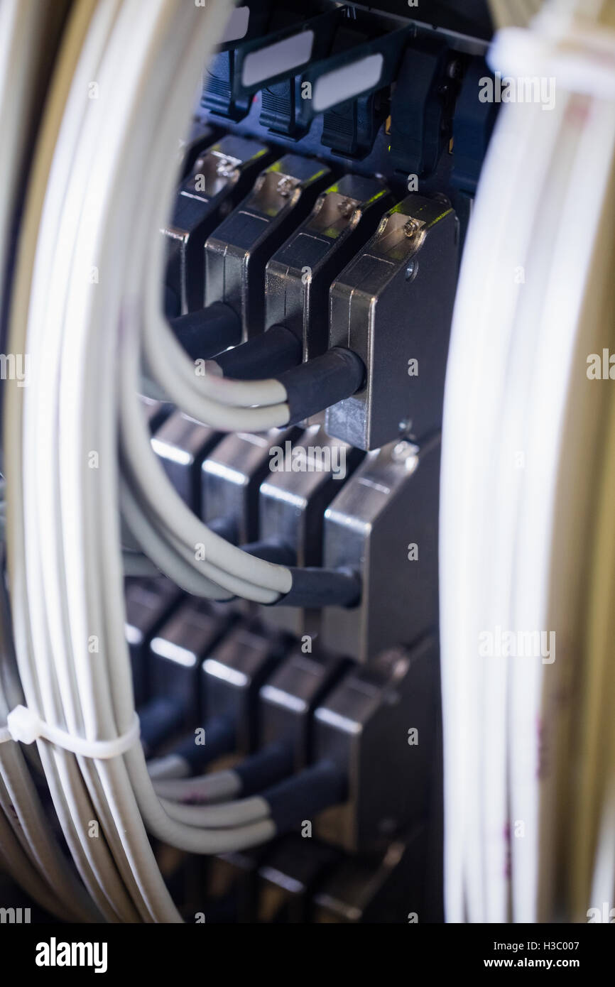 Nahaufnahme des Racks montierte server Stockfoto