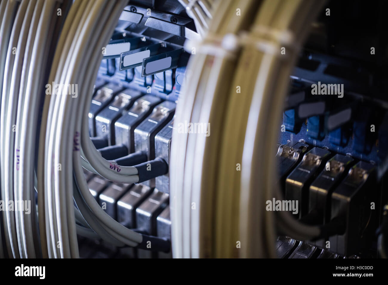 Nahaufnahme des Racks montierte server Stockfoto