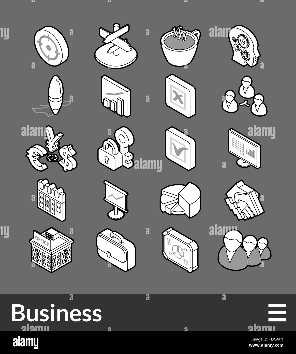 Isometrische Umriss Icons set Stock Vektor