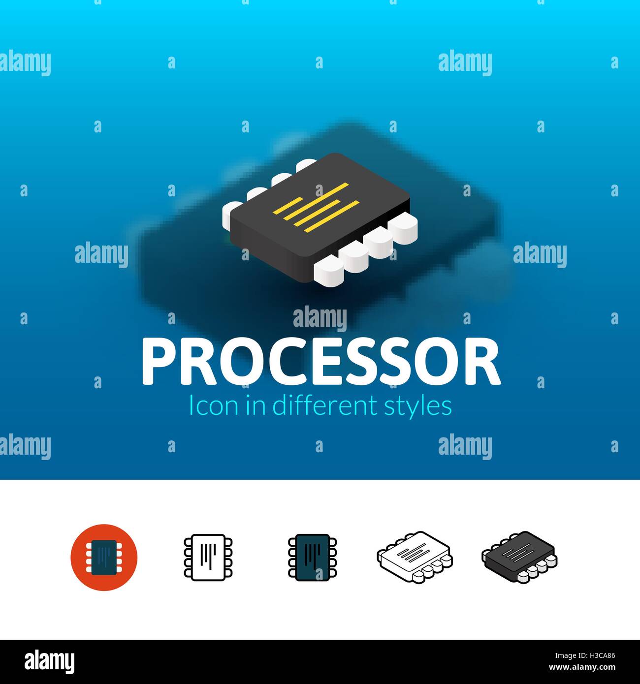 Prozessor-Symbol im anderen Stil Stock Vektor
