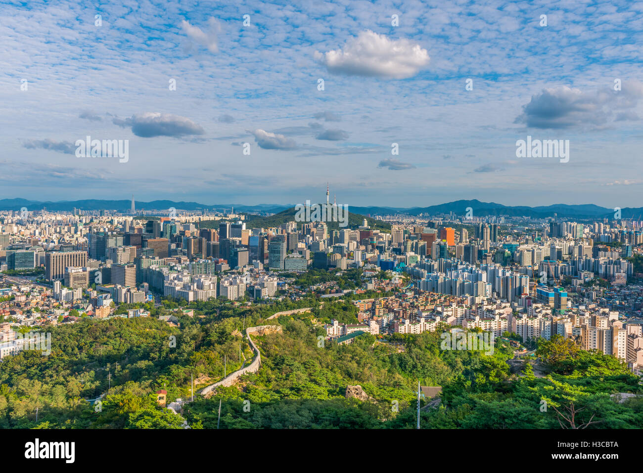 Seoul City Skyline, Südkorea. Stockfoto
