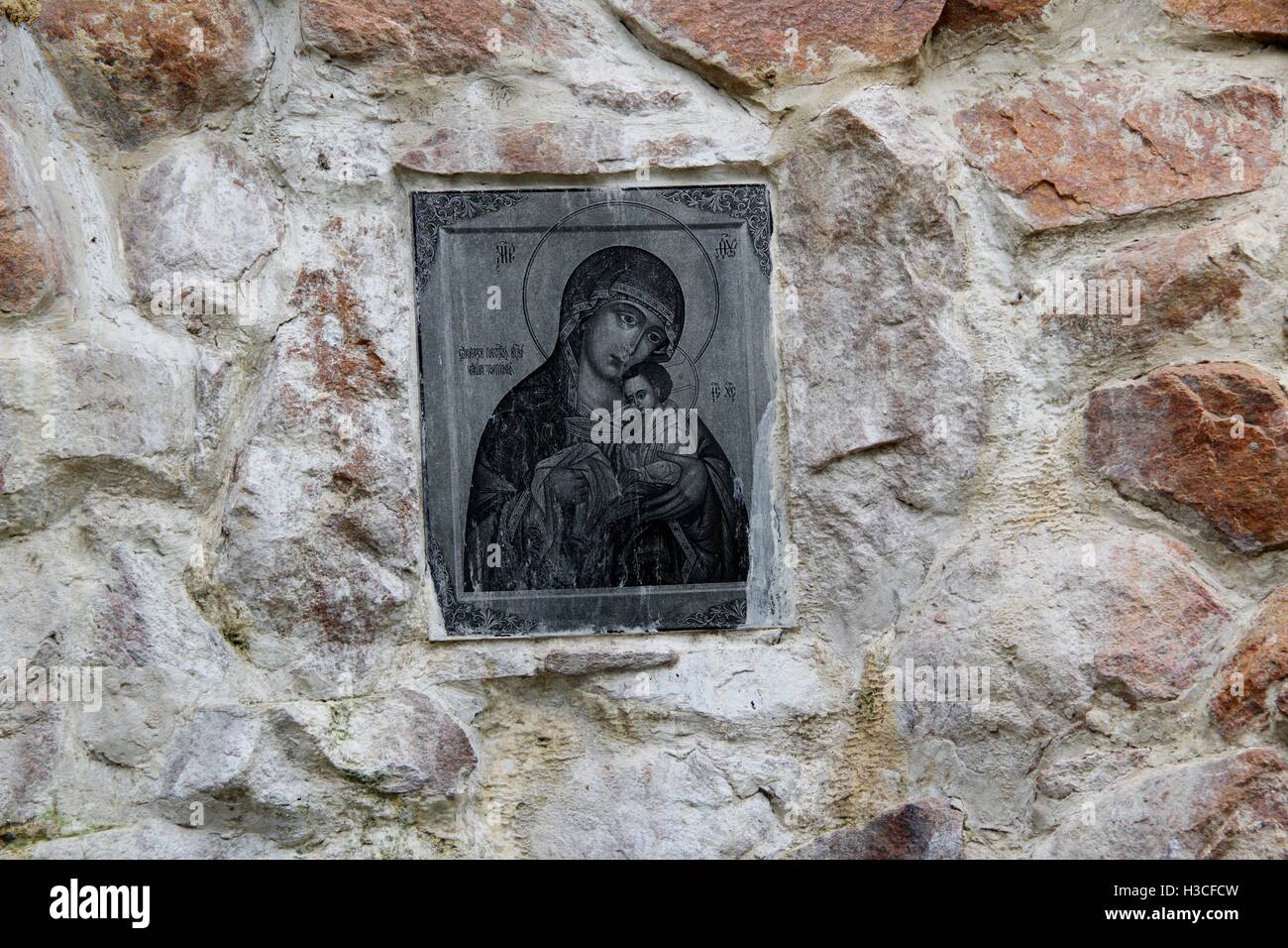 Christliche orthodoxe Ikone von Holly-Mutter und Kind. Stockfoto