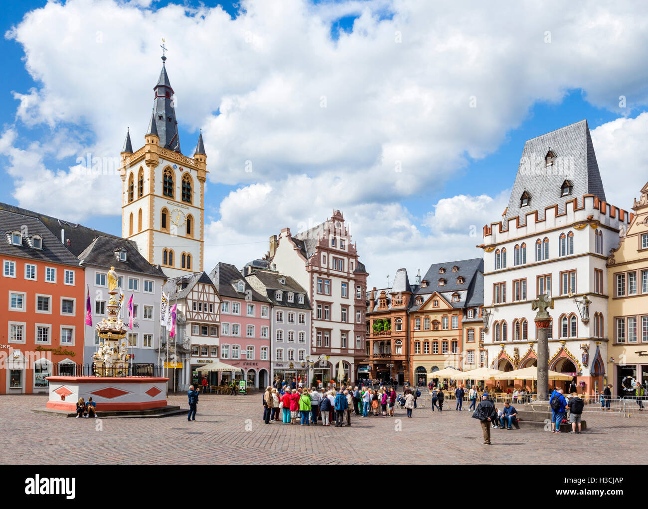 Der Hauptmarkt in der Altstadt, Trier, Rheinland-Pfalz, Deutschland Stockfoto