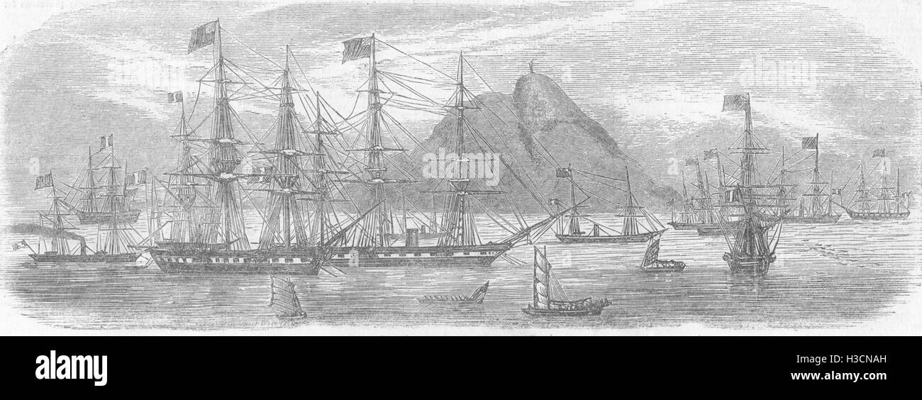 Irak die französische Flotte am Fluss Tigris, Guangdong Bocca 1858. Der illustrierte London News Stockfoto