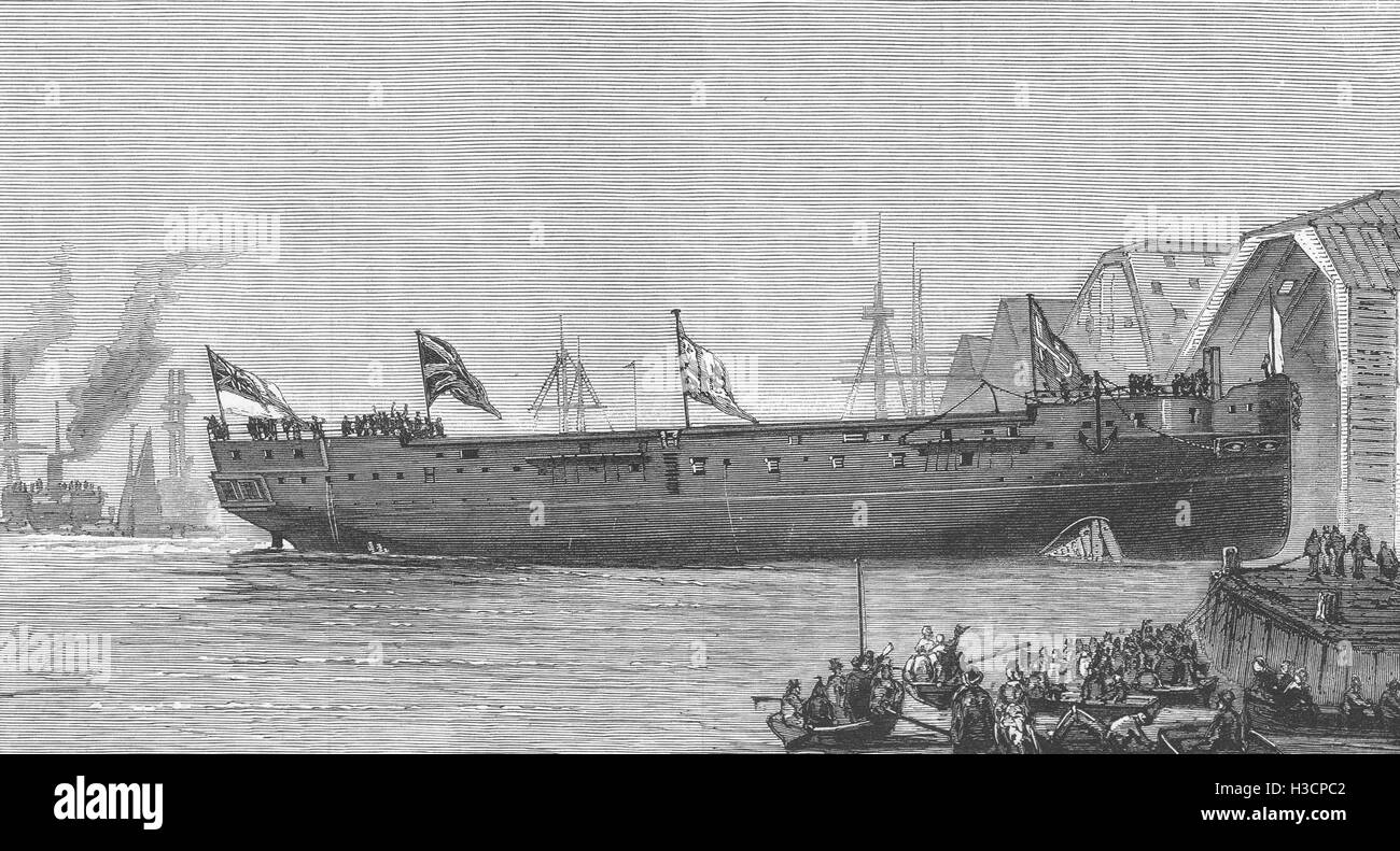 Die Einführung von H M Dampf Corvette Mänade in Portsmouth 1876 HAMPSHIRE. Die Grafik Stockfoto